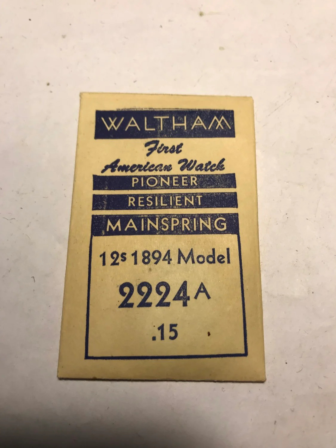 Waltham Factory Mainspring 12s Waltham Model 1894 #2224A – Steel