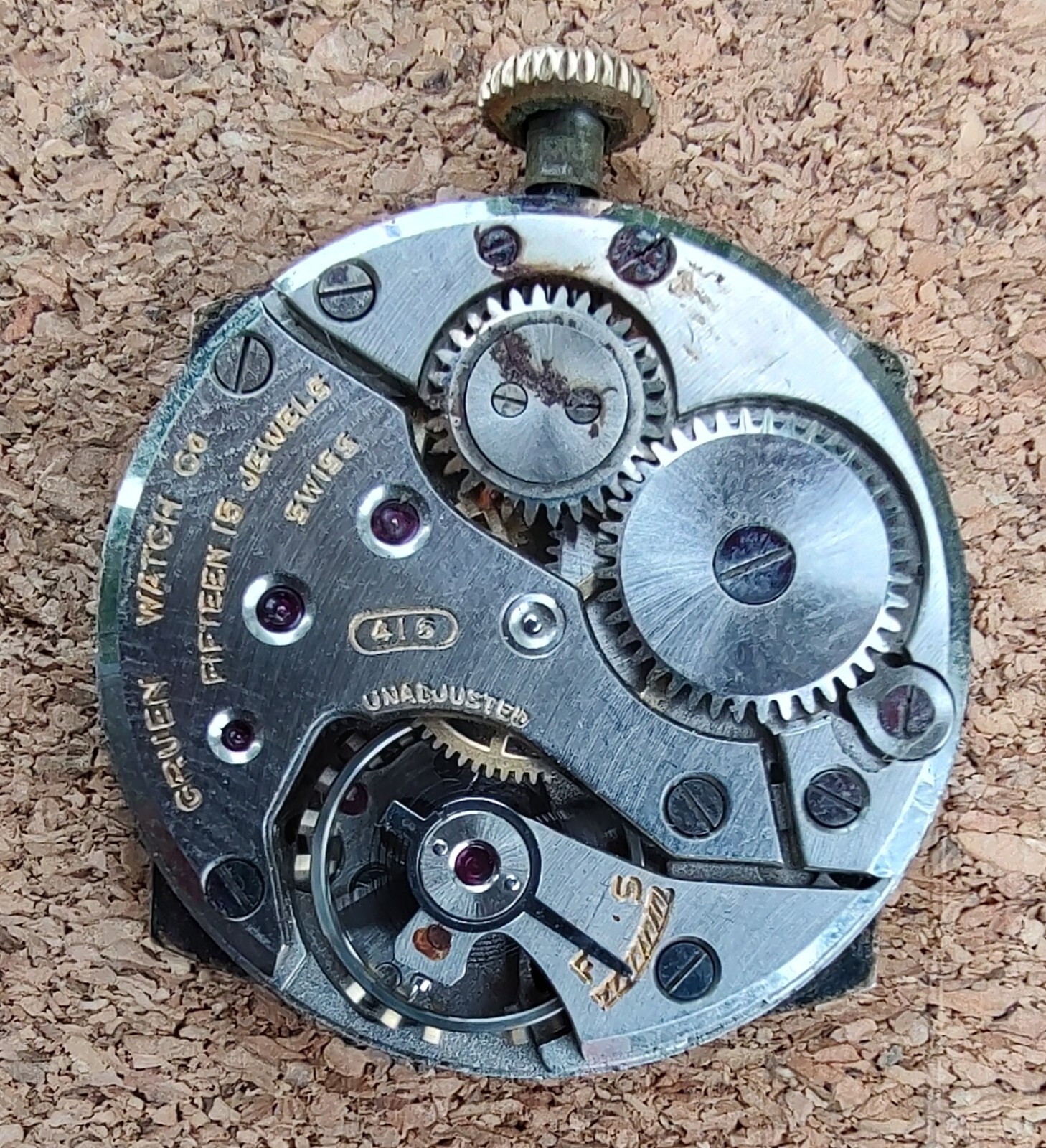 Genuine Gruen Guild 15j Movement (cal.416) in Running Order – Nice!!
