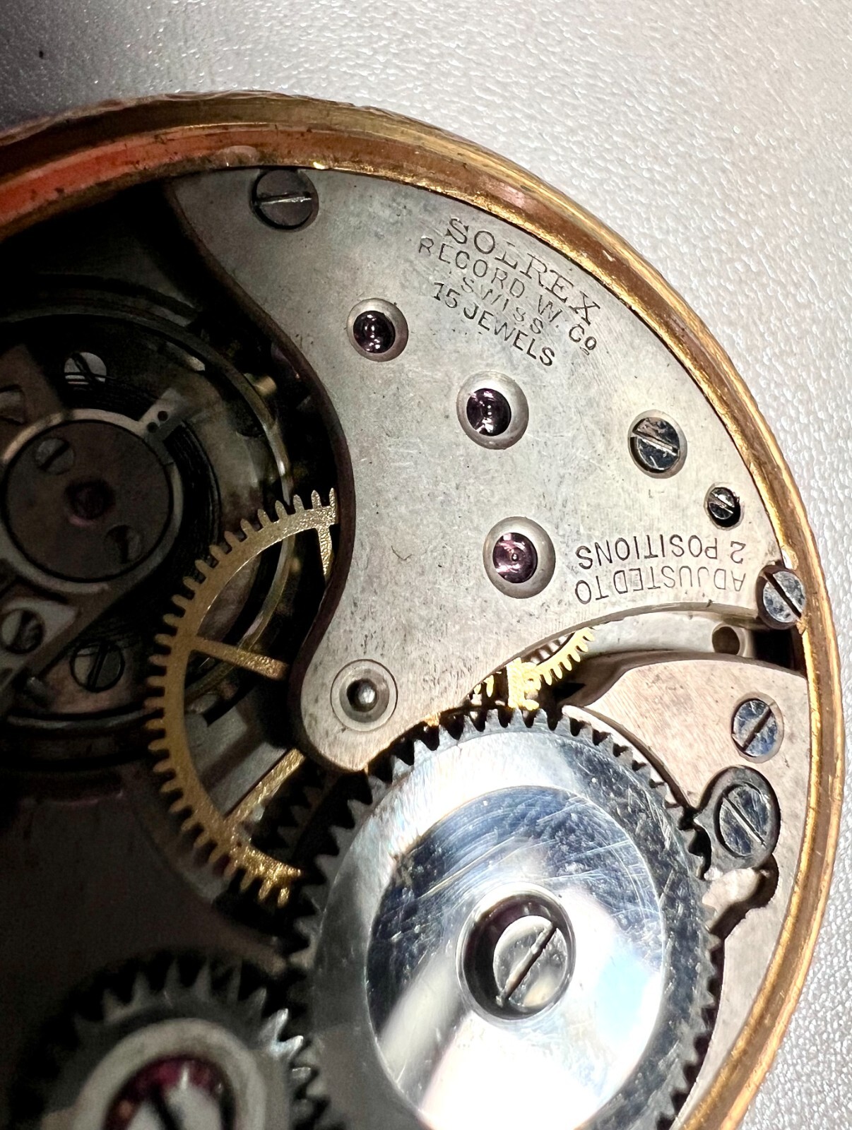 Rare Swiss Vintage SOLREX 15J Pocket Watch Swiss Movement Record W.Co.