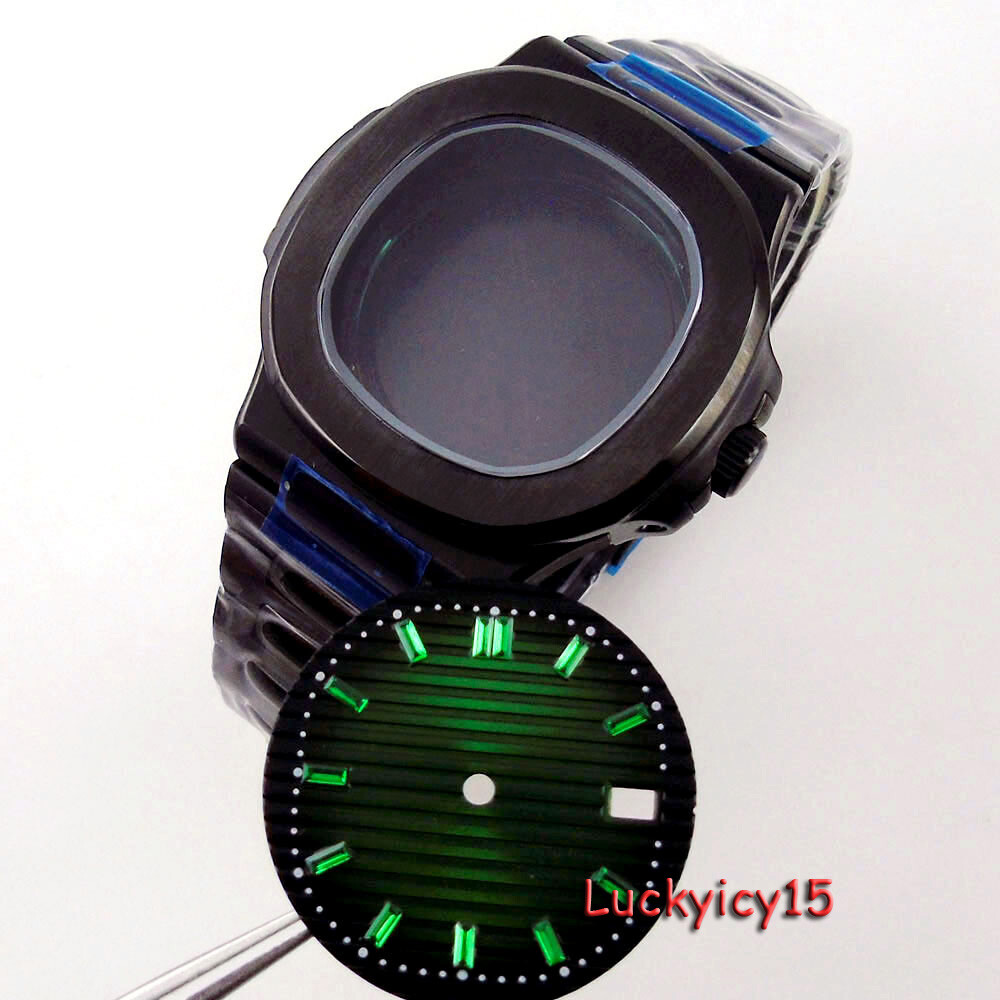 BLIGER 40mm Square Watch Case 29.8MM Green Blue Dial Color Marks Fit NH35A Watch