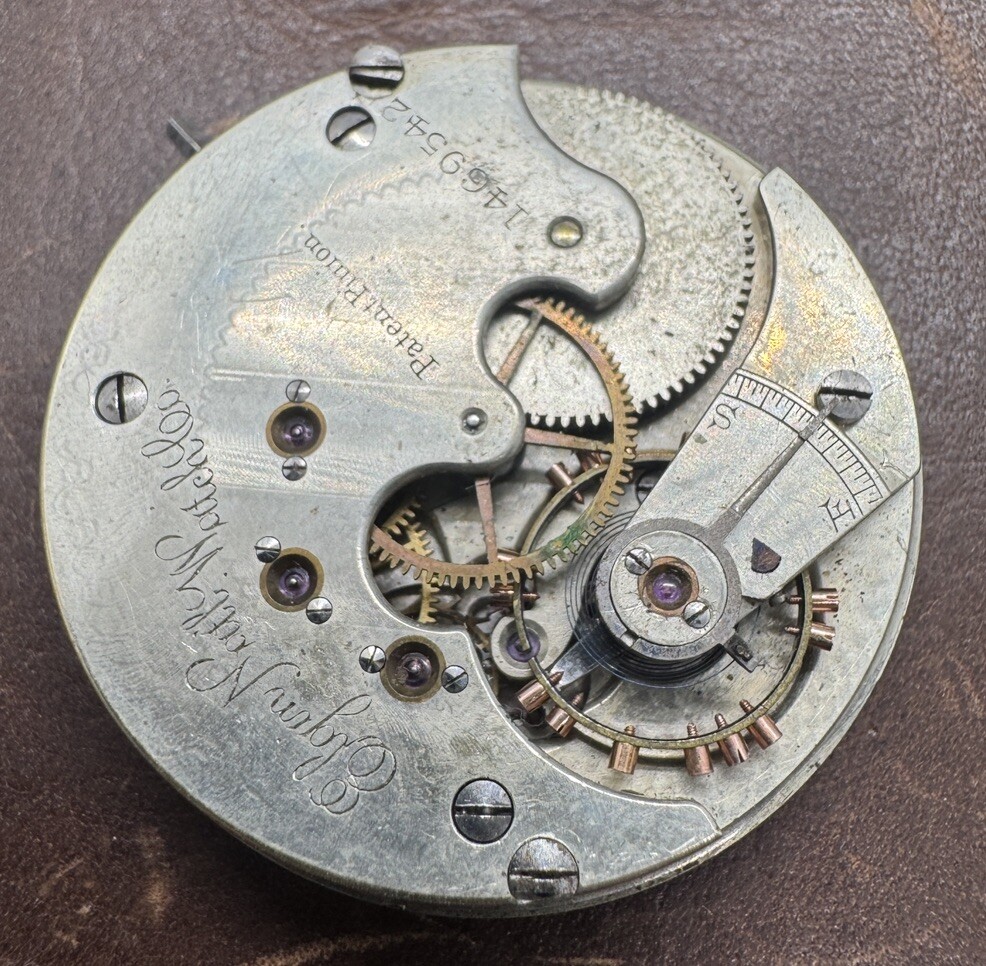 Rare 1884 ELGIN GRADE 67 8S 15J Pocket Watch Movement – For Repair