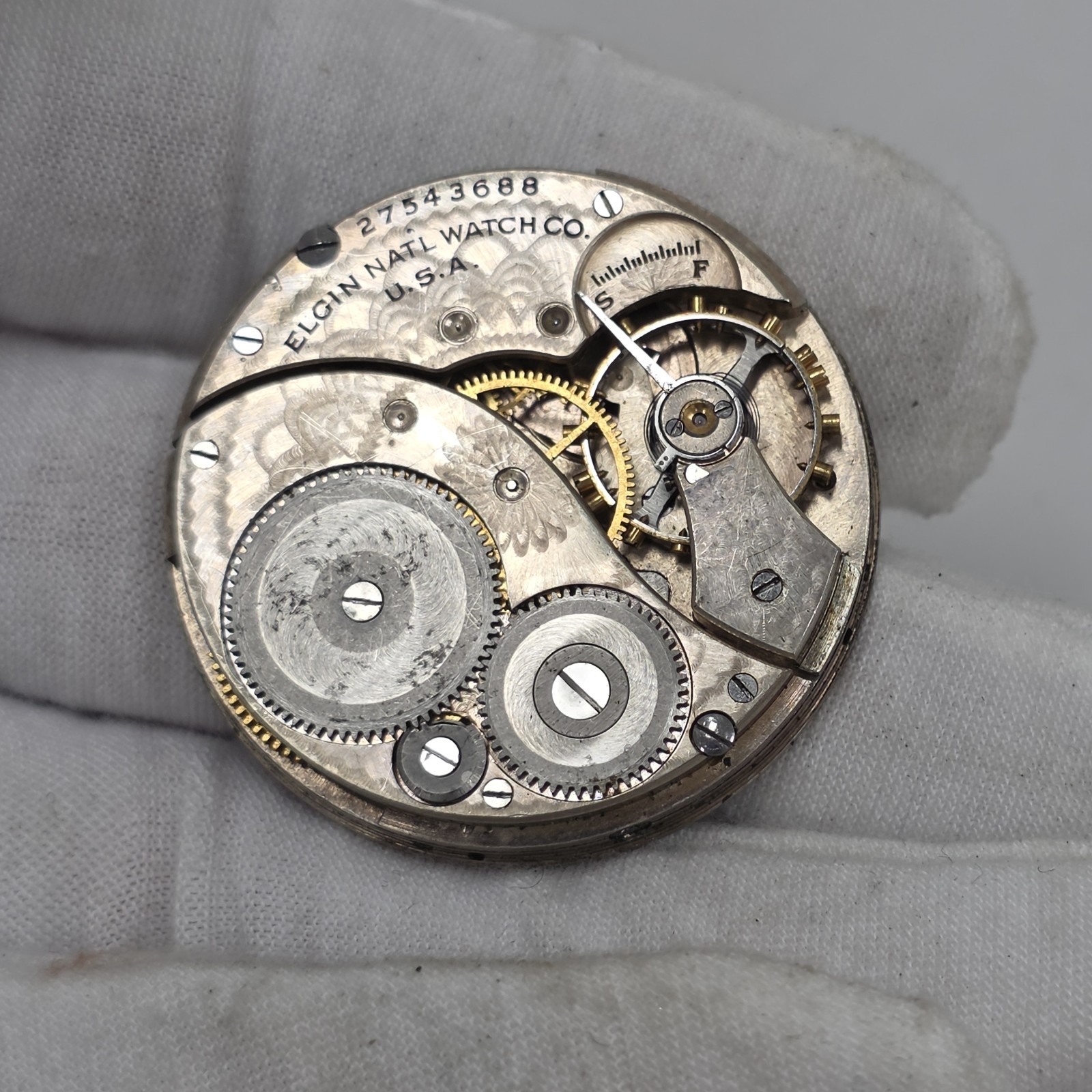 1925 Elgin 12S Grade 303 7J Pocket Watch Movement Mechanical Model 3