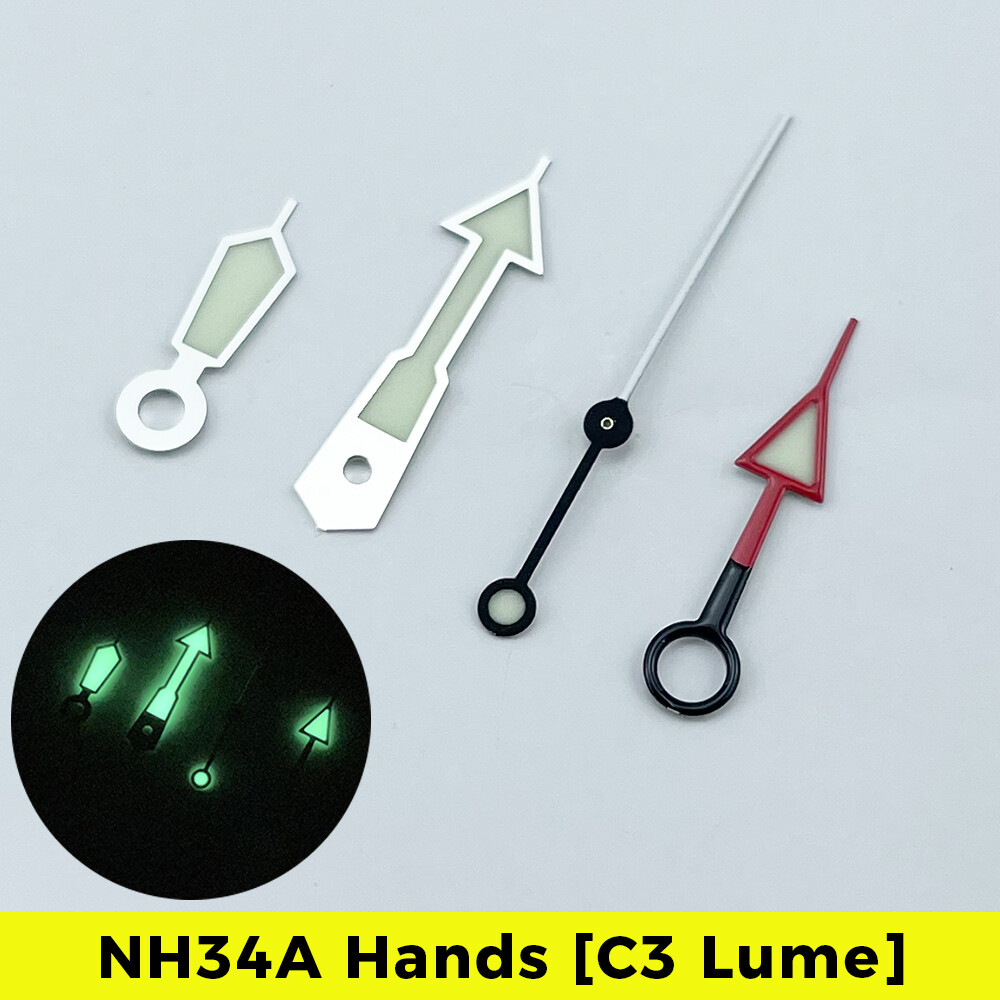NH34A GMT Hands C3 Lume Blue 4 Hands for SKX007 SKX SSK GMT Mod Red GMT