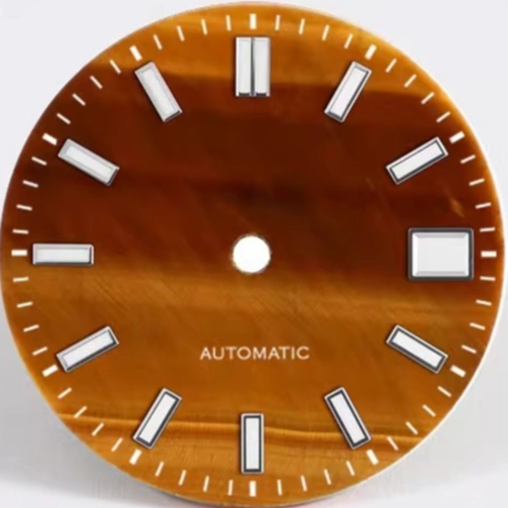 Natural Tiger’s Eye Stone Blue Lume Modified Dial for NH35 NH36 with Window