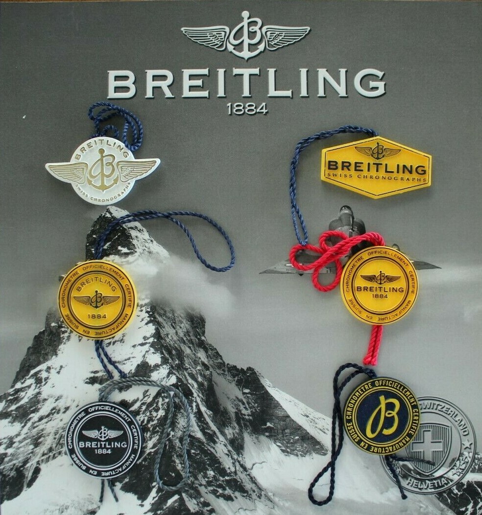 BREITLING FACTORY JEWELERS SALES ACCESSORY YELLOW PLASTIC WATCH HANG / SWING TAG