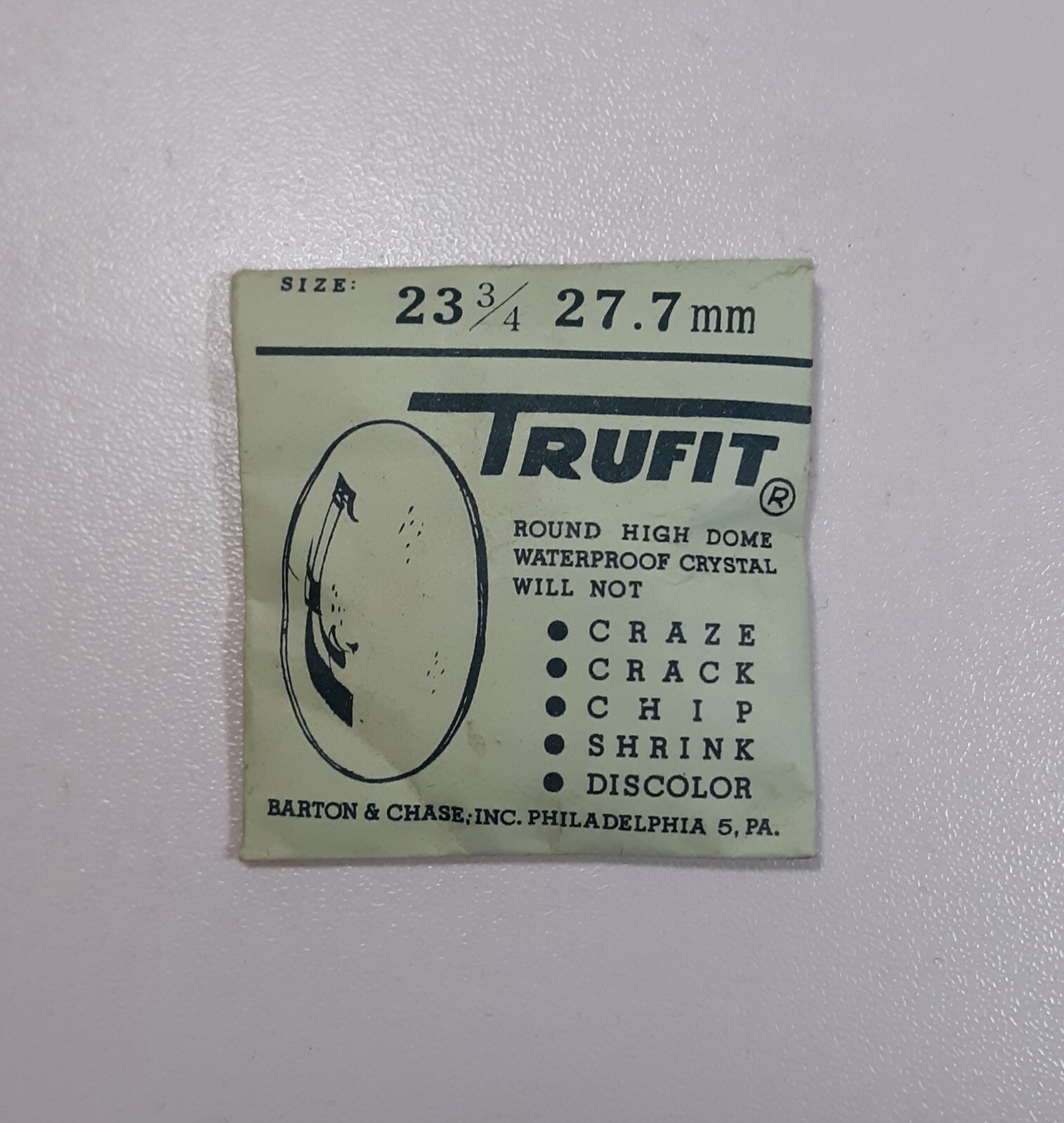 Watch Crystal 23.75″ 27.7mm Barton Chase Trufit Waterproof High Dome Repair Part