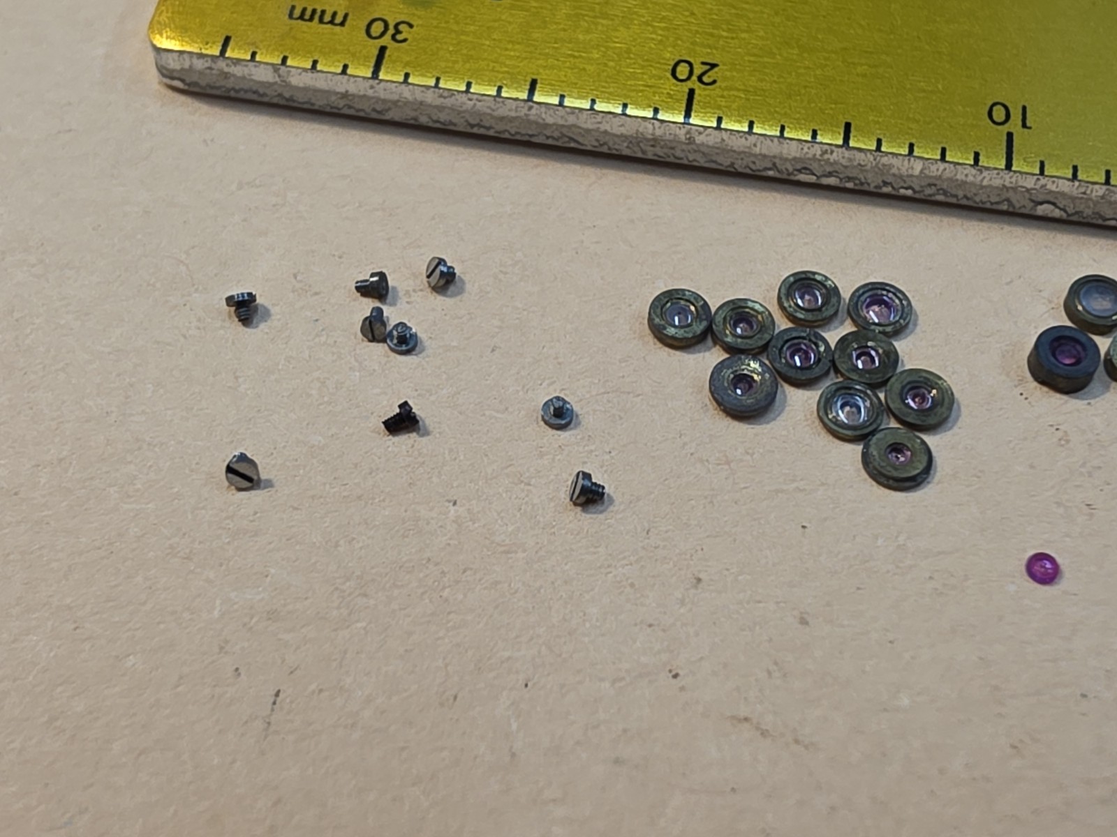 Lot Of NOS Elgin Mixed 0s-3/0, & 4/0 Pocket Watch Hole & Cap Jewels, Screws