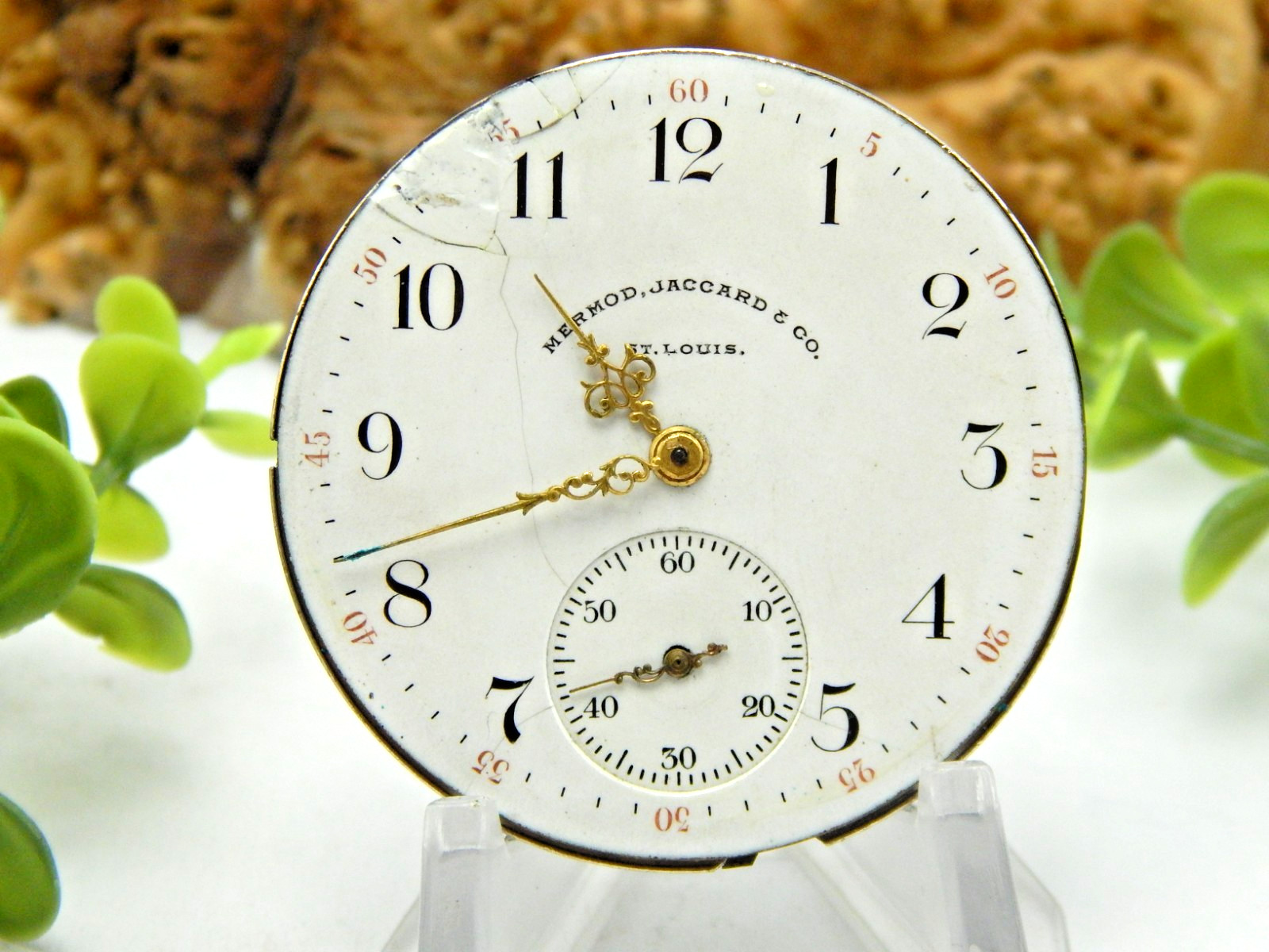 Antique Pocket watch movement Elgin GR 247 3 finger Pr Label St Louis Constant