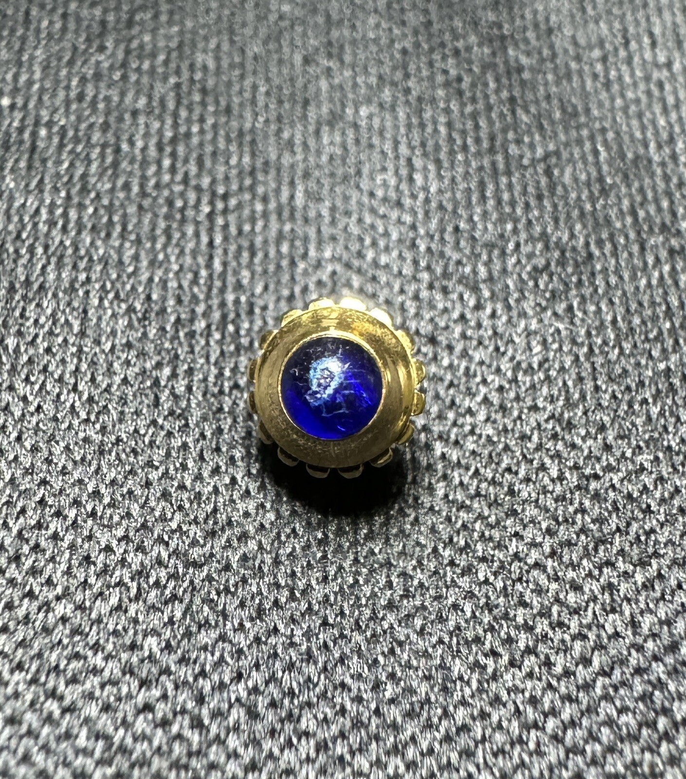 Genuine Cartier Crown Gold Plate With Blue Sapphire Stone 4.4 mm Tube 1.6 mm C25