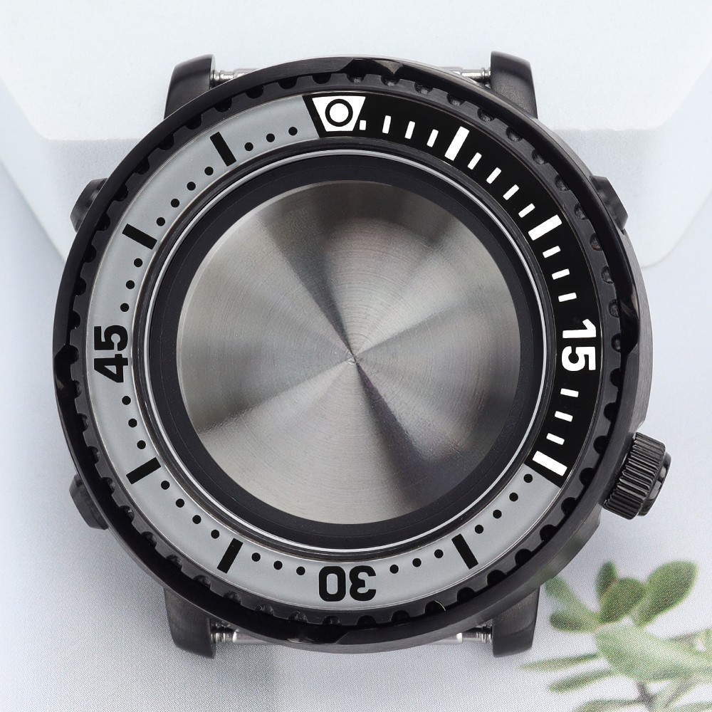 Luminous Bezel 43.3mm PVD Watch Case Sapphire tuna Mod 10ATM For Seiko NH35 NH36
