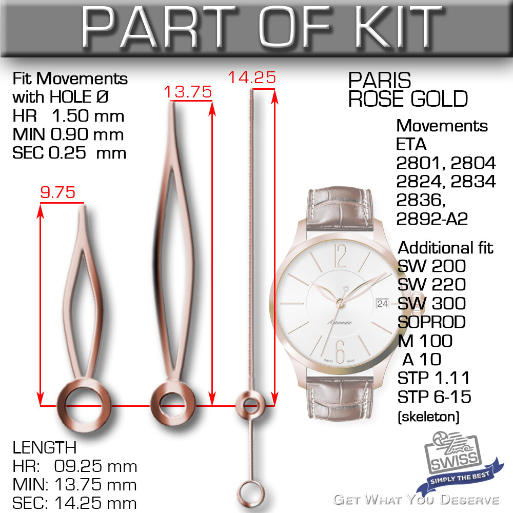 DO IT YOURSELF KIT 9: ELEGANCE CASE 34MM, DIAL, HANDS, fit ETA 2892-A2, SW300