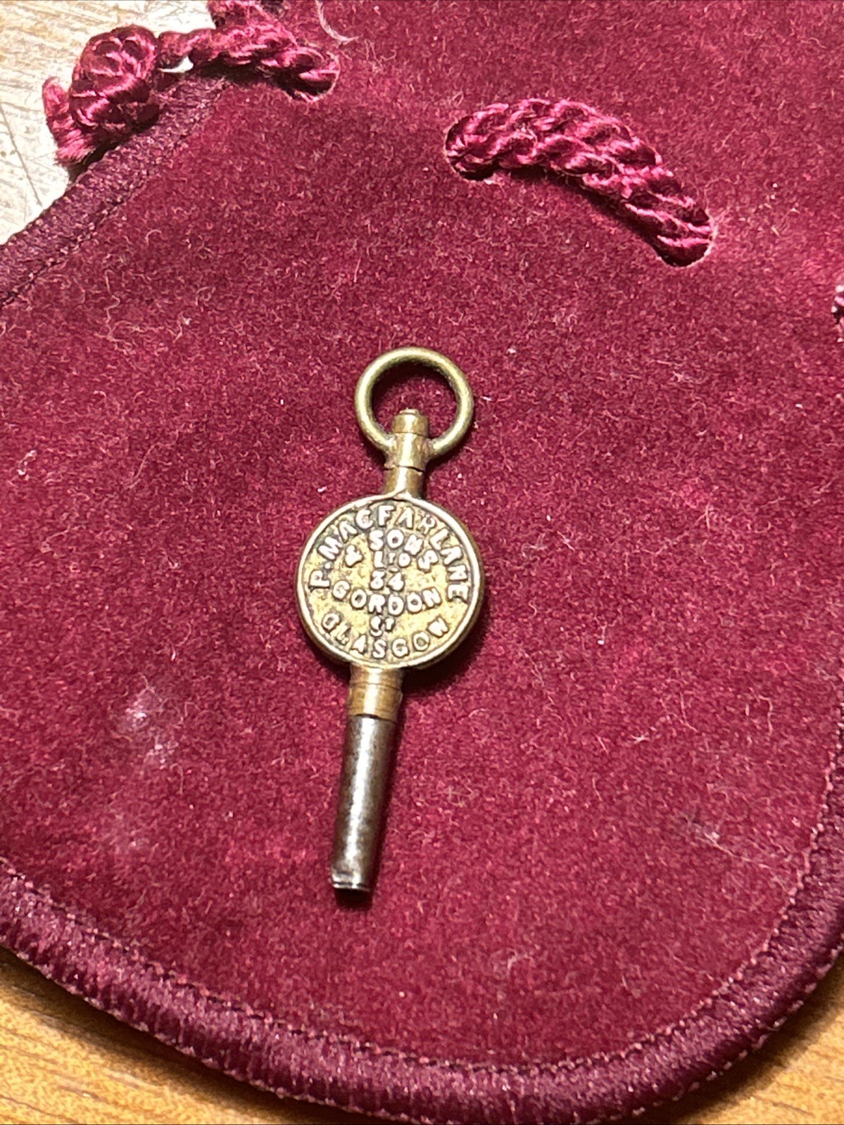 Advertising P. McFarlane And Sons Glasgow Watch Maker Jeweller Pocket Watch Key