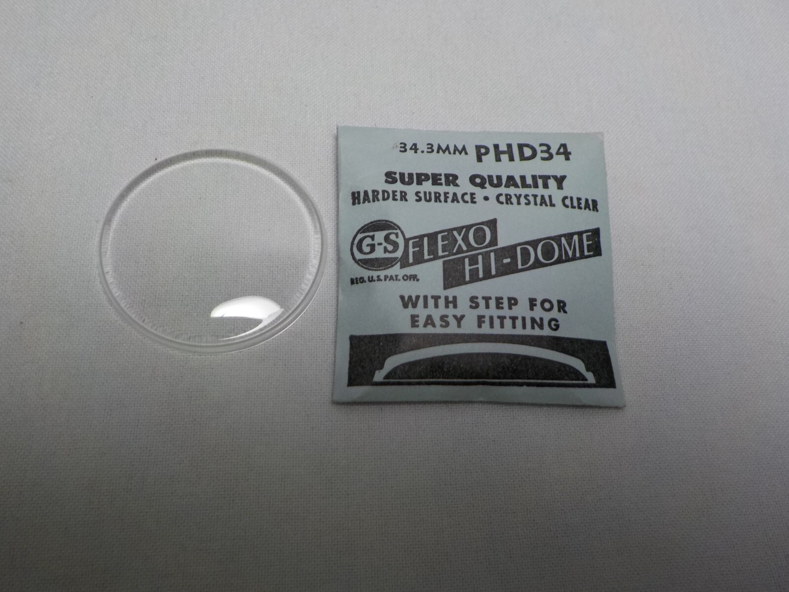 GS FLEXO HI DOME WATCH CRYSTAL REPLACEMENT PART 34.3MM WATCHMAKER PHD34 #63