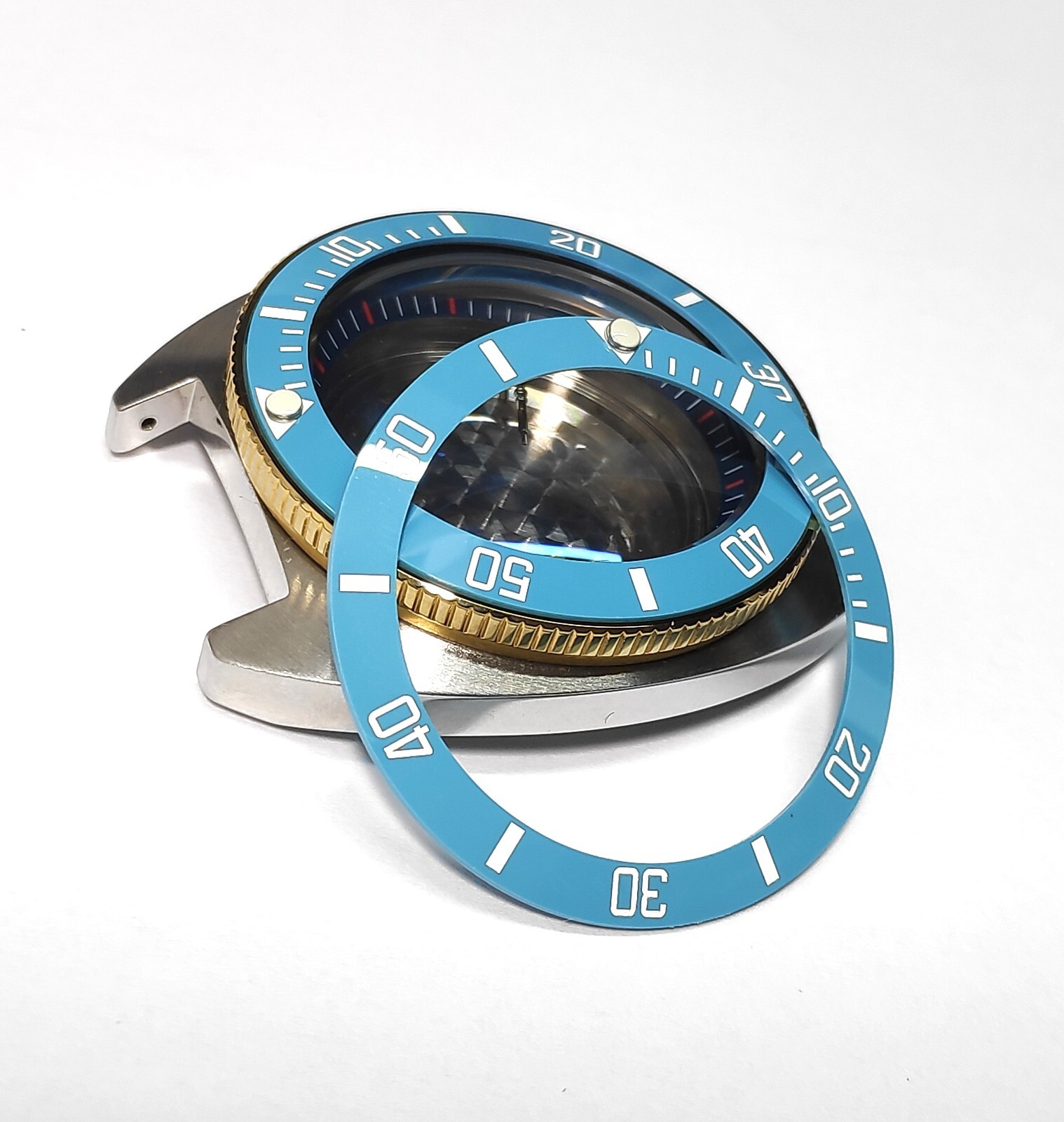 38mm FOR SEIKO SKX007 SKY BLUE SLOPING CERAMIC BEZEL INSERT SRPD CUSTOM