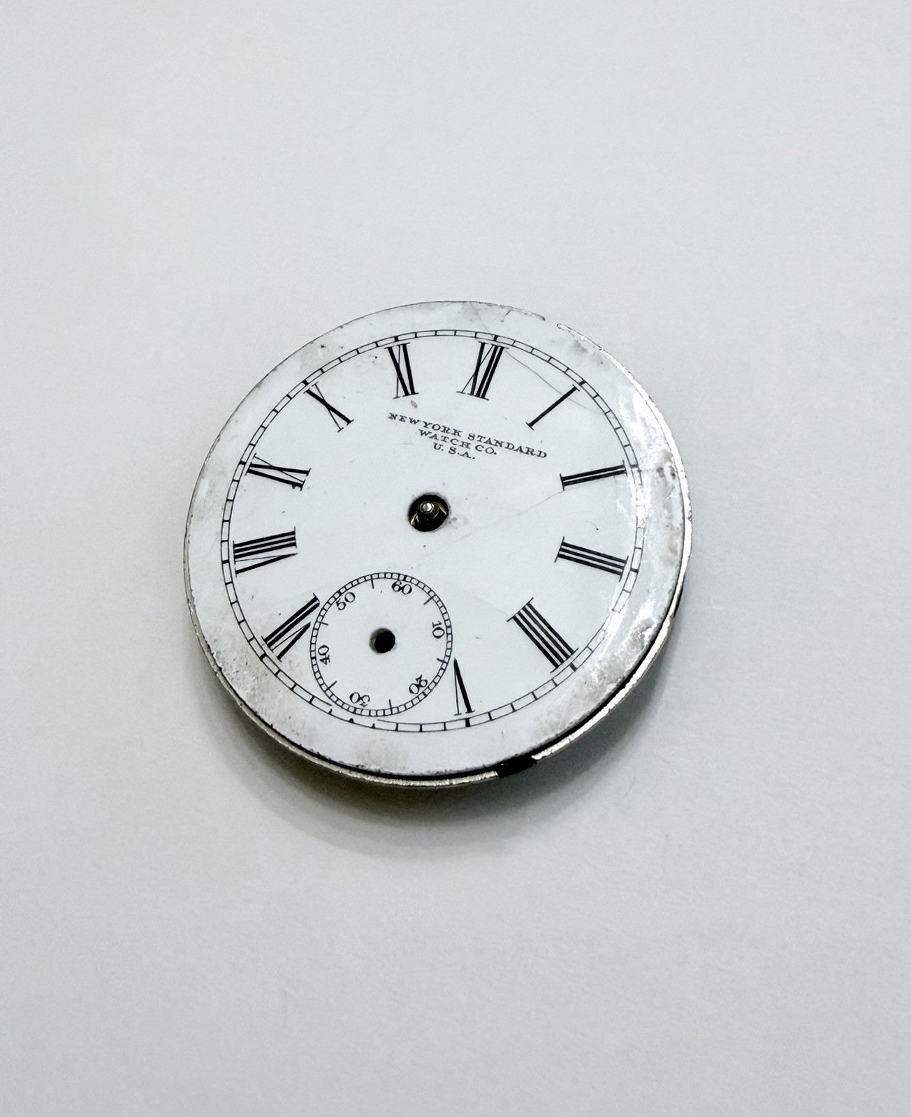 Vintage New York Standard Watch Co Pocket Watch Dial & Movement 34mm PARTS