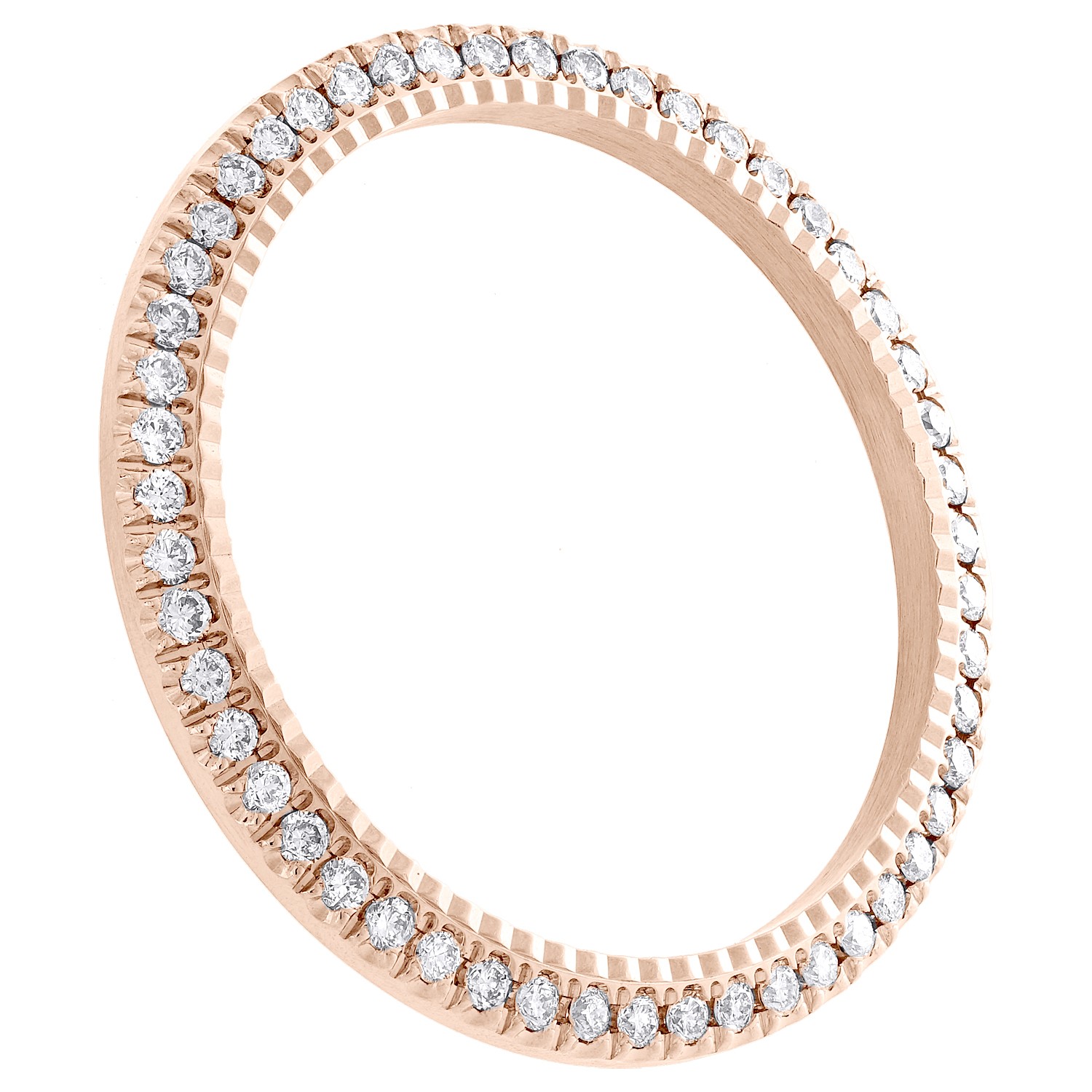 10K Rose Gold U-Cut Fluted Diamond Bezel Fits Rolex Day-Date 36mm Watch 1.35 CT.