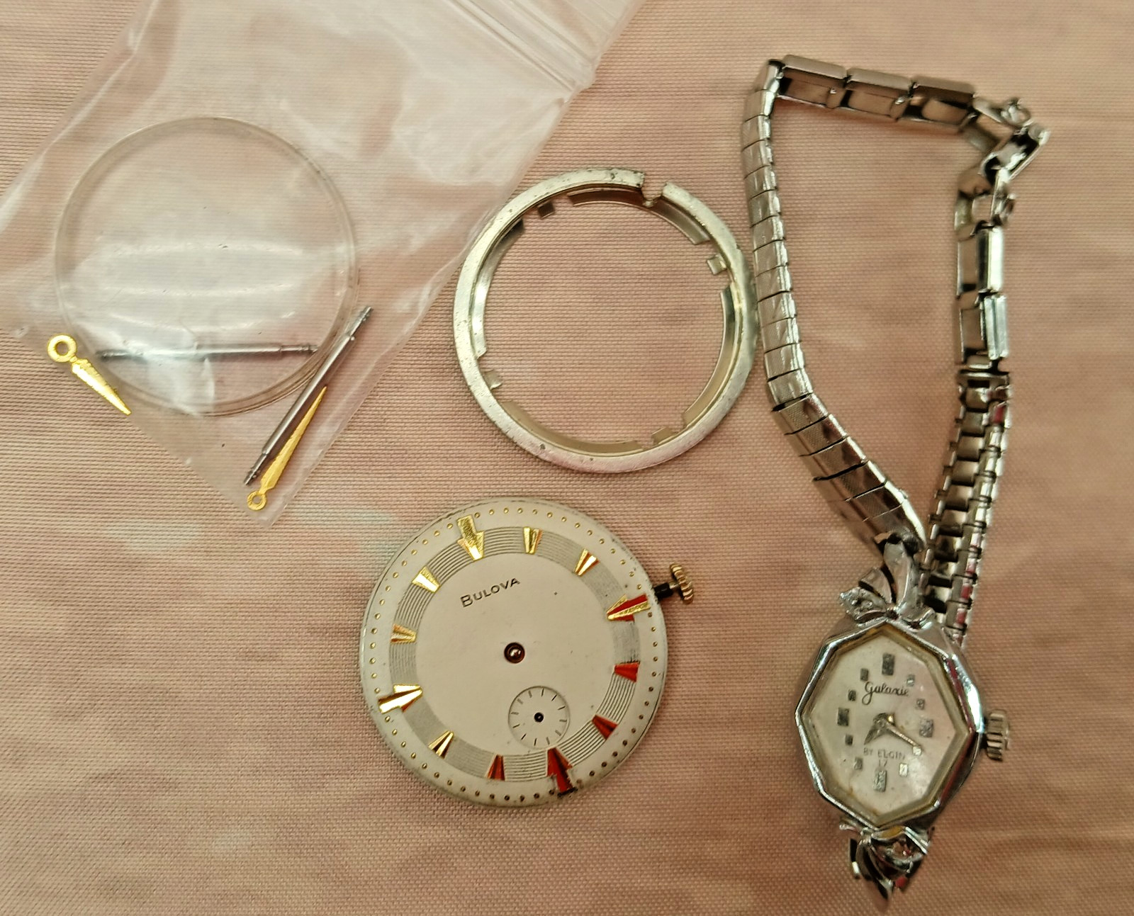 Vintage Watch Lot Galaxie Elgin Bulova 11AC Parts Repair AS IS