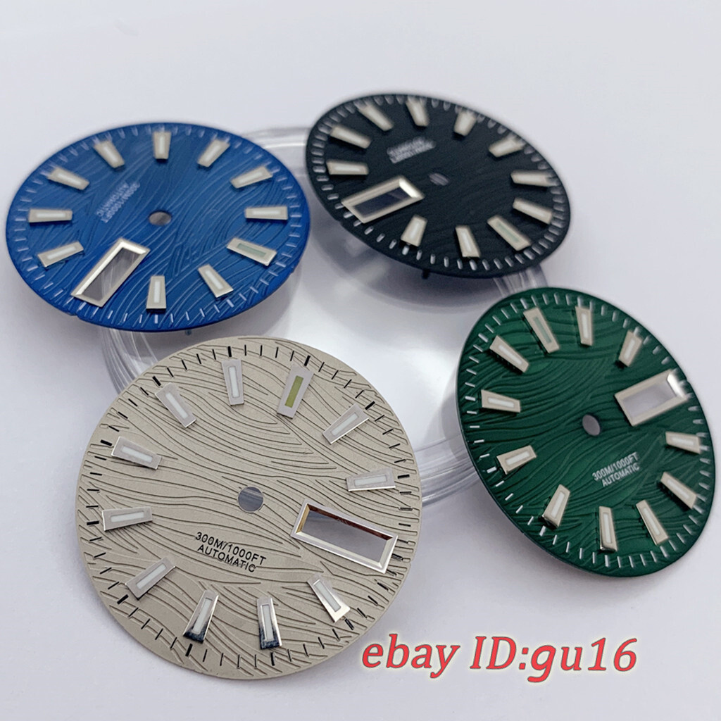 29mm Sterile green luminous Gray blue black green dial fit NH36 NH36A Movement