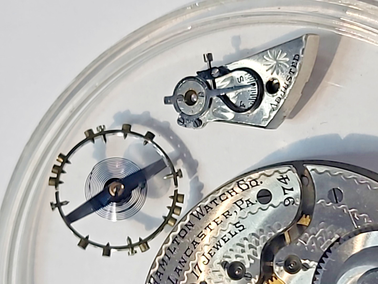 Antique Hamilton Pocket watch movement Grade 974 17 jewel 16 size circa 1918