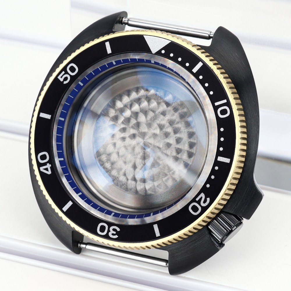 FEIYASHI 44mm PVD Watch Case Willard 6105 Style Two Tone Gold For Seiko NH35 36