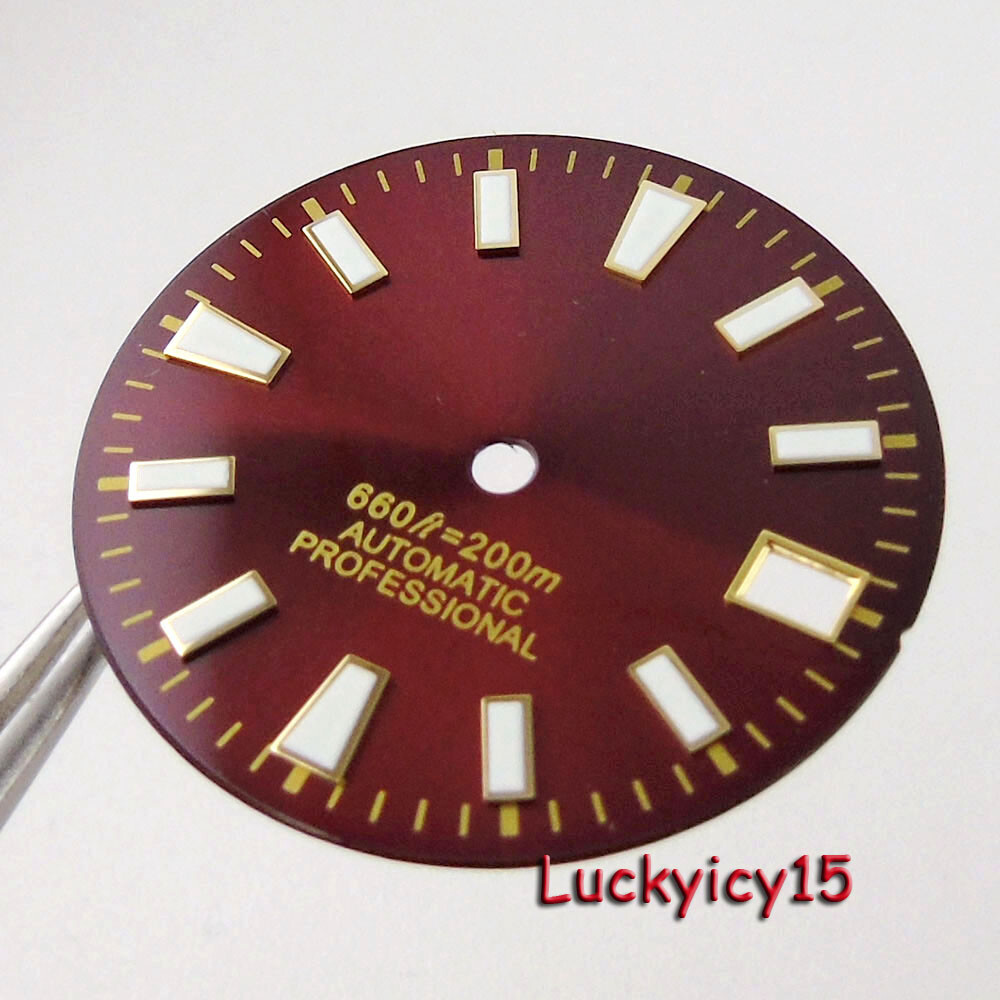 Tandorio 28.5MM Luminous Green Blue Watch Dial Fit NH35 NH36 Watch Lume Marks