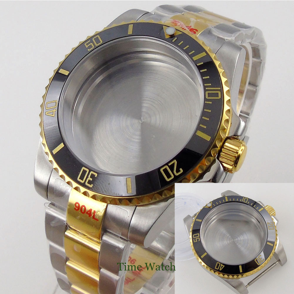 40mm Gold Watch Case Fit NH35 Miyota8215 DG2813 ETA2824 2836 PT5000 Oyster Strap