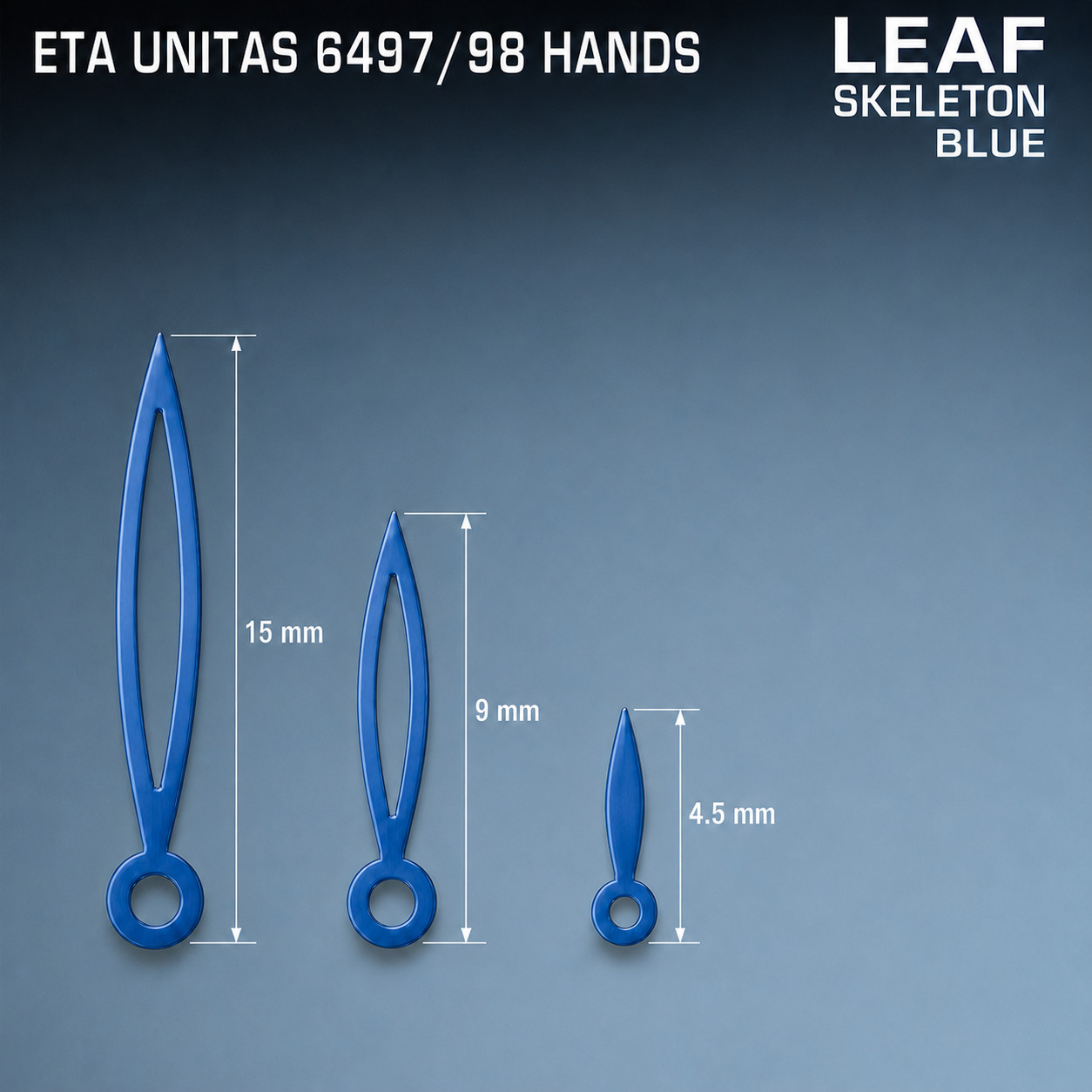 HANDS SET FOR MOVEMENT ETA UNITAS 6497, 6498 Ref LEAF SKELETON SHORT