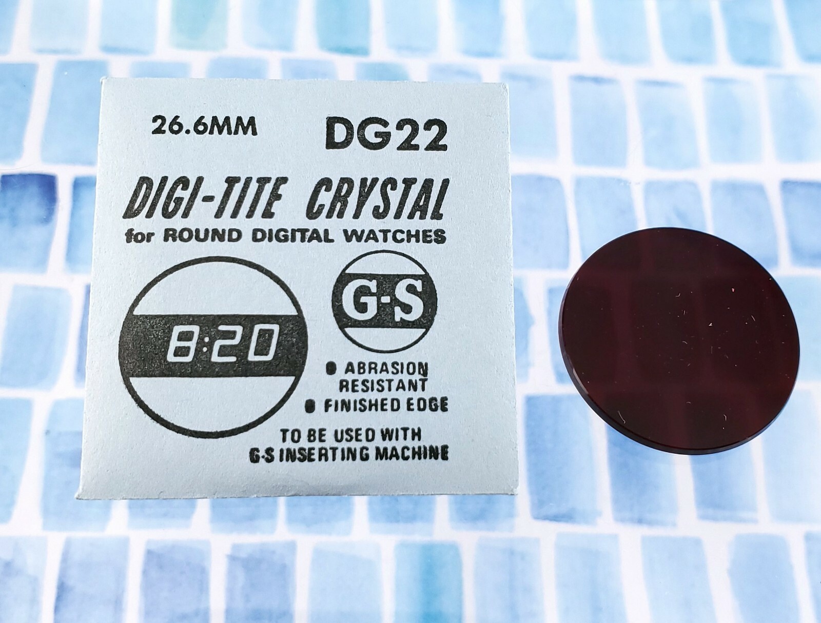 Vintage G-S DG22 DIGI-TITE Crystal for Round Digital Watches 26.6 mm