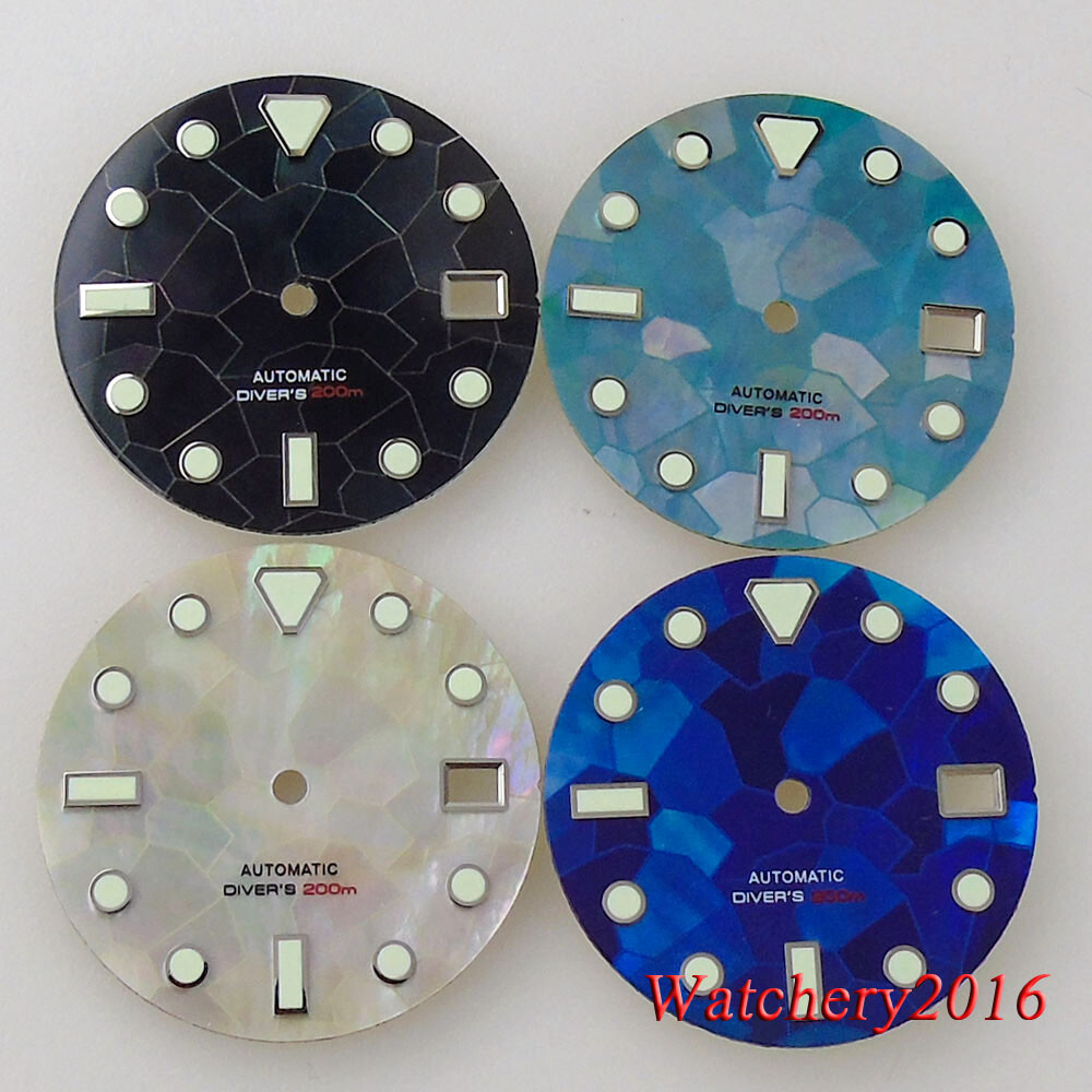 Tandorio 29MM Green White MOP Dial Fit NH35 NH36 Automatic Watch Accessories