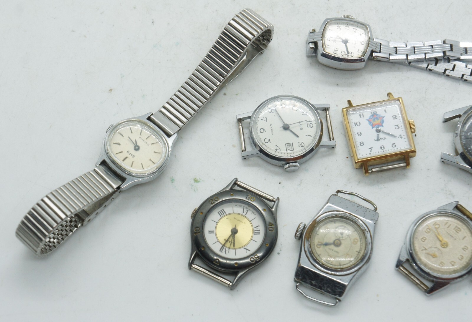 VINTAGE WOMEN LADIES WRIST WATCH LOT 10 LUCH ZARYA CHAIKA KOMETA PARTS USSR CCCR