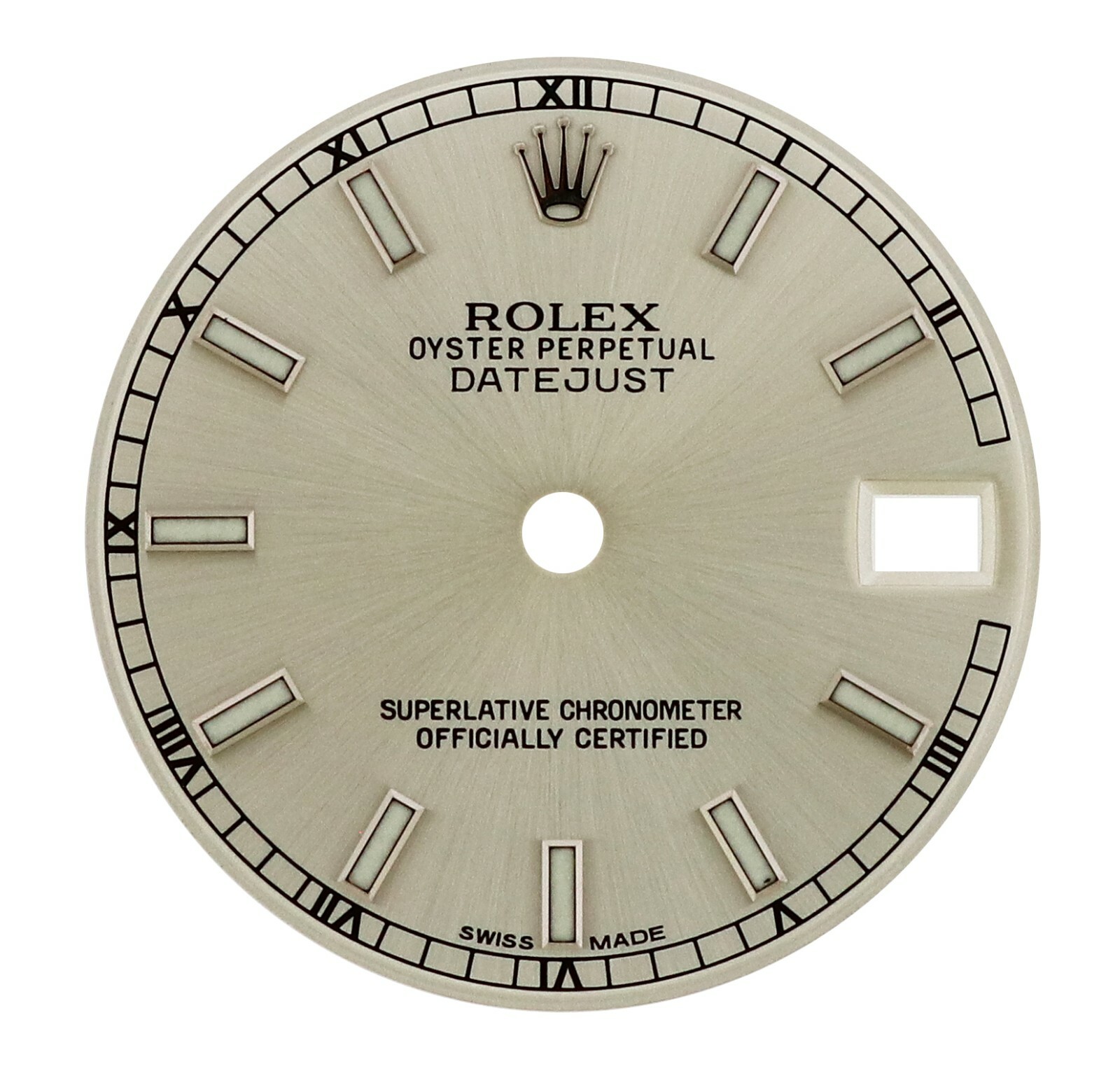 ROLEX GENUINE SILVER INDEX DIAL FOR 31MM MIDSIZE DATEJUST 178274 178240