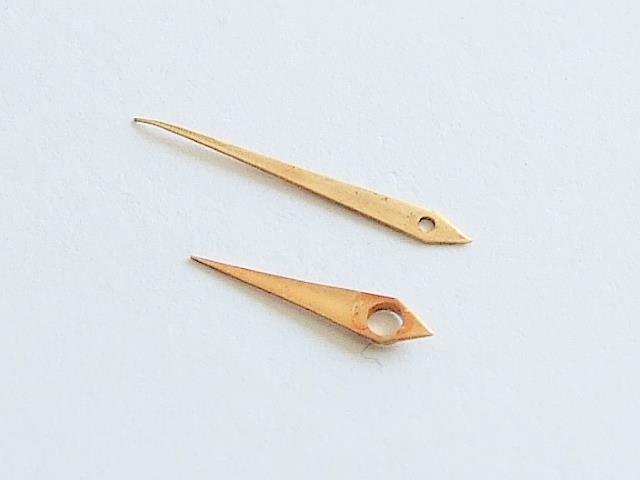 Omega cal 260 vintage pair, gold tone dauphine watch hands. Used