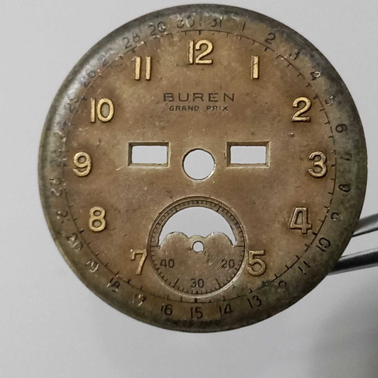 For Parts BUREN Triple Calendar Moonphase Dial For Cal 382 Size: 28.7 mm – AS IS