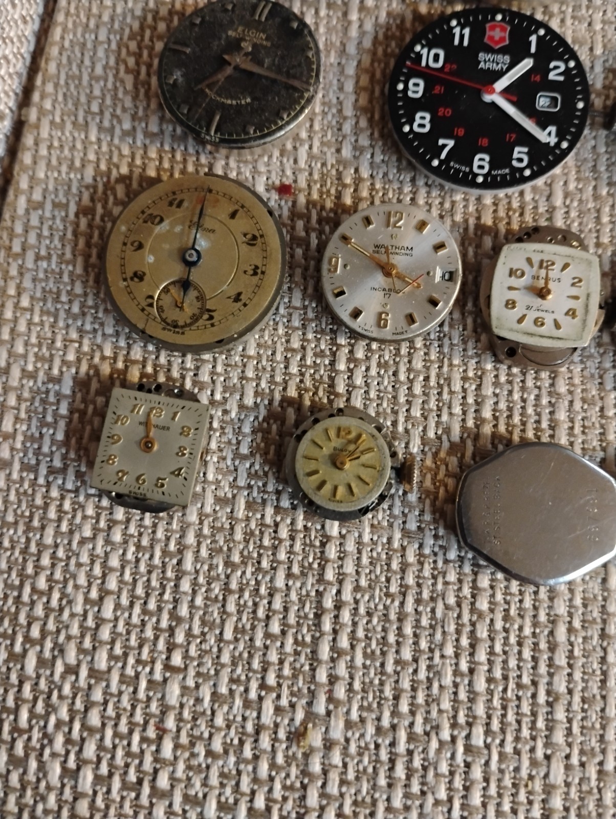 Vintage Watch Movement & Dial Lot Elgin Waltham Wittnauer