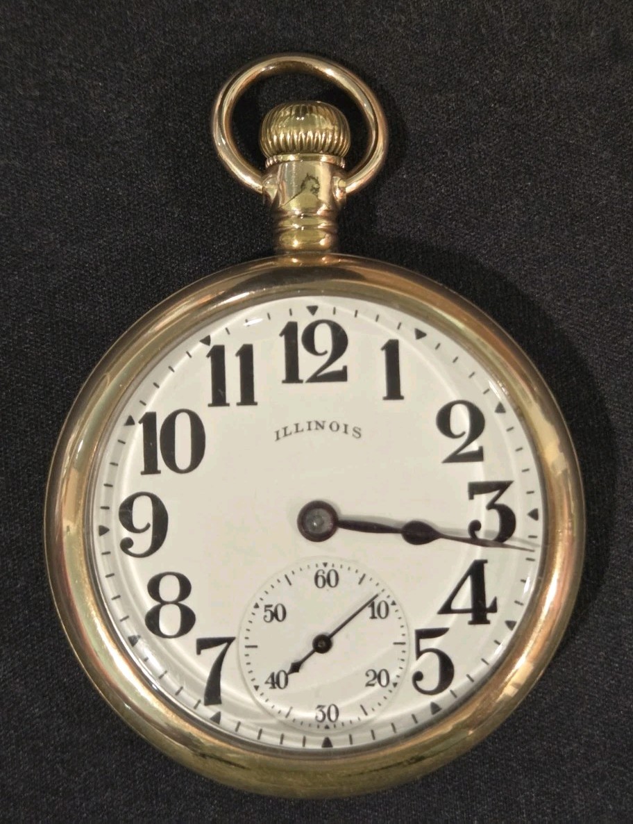 1917 Illinois A. Lincoln 16S 21 Jewels Railroad Pocket Watch Movement Runs
