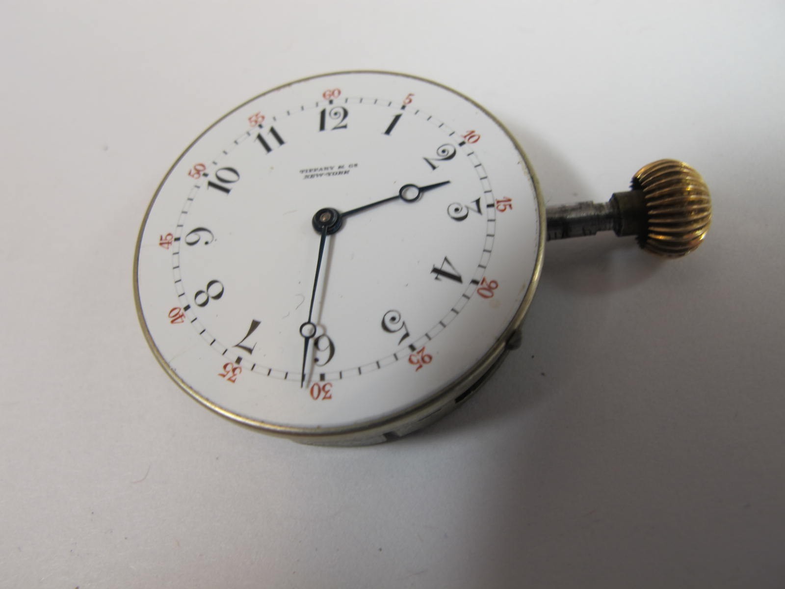 TIFFANY & CO NEW YORK VINTAGE SNAP ON DIAL NICKEL POCKET WATCH MOVEMENT