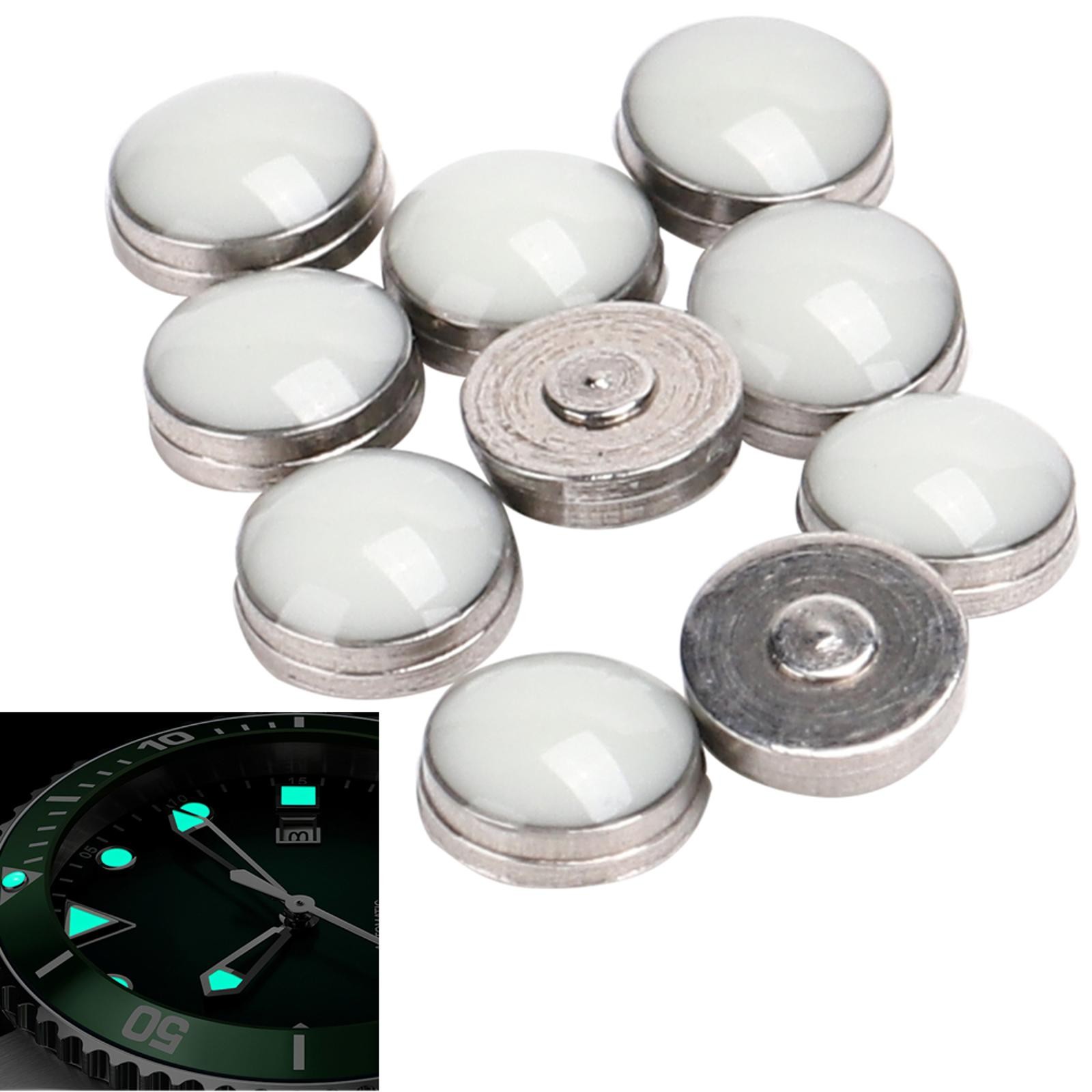 10 Pack Universal Blue/Green 2mm Watch Luminous Bezel Night Dot Pip Decoration