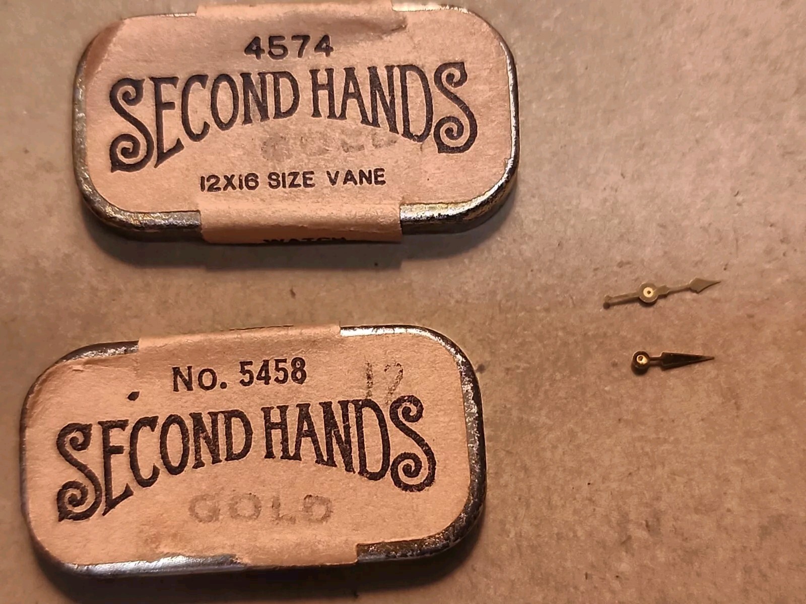 2 Original Elgin Factory NOS Gold Small Second Hands-12s & 12s-16s