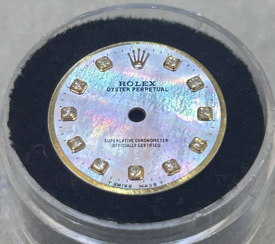 Rolex Oyster Perpertual Ladies 24mm Watch Custom Dark MOP Diamond Dial 67193