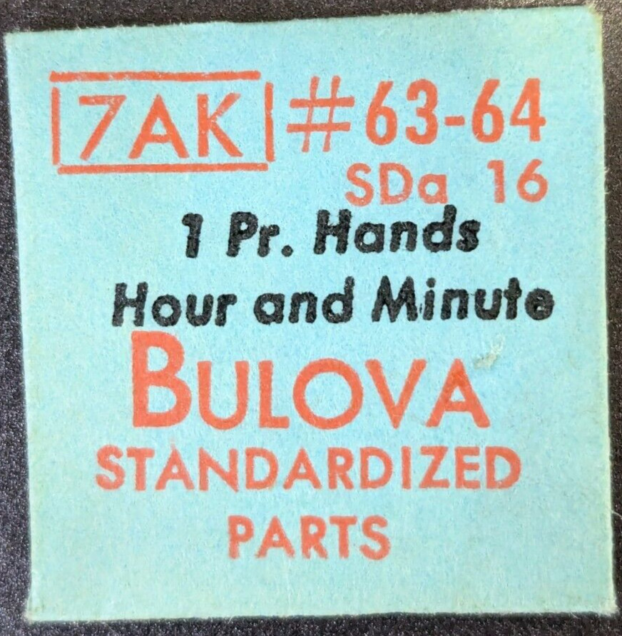 NOS Genuine Bulova 7AK SDa16 Watch Pair of Min/Hr Hands 63/64 Silver Dauphine