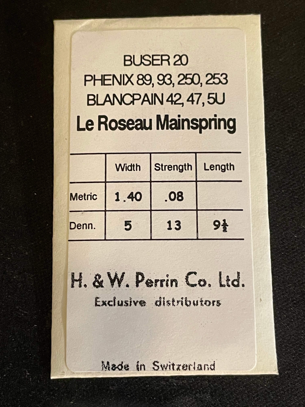 H. & W. Perrin Co. Mainspring for Buser 20, Phenix 89, 93, 250, 253 – Steel