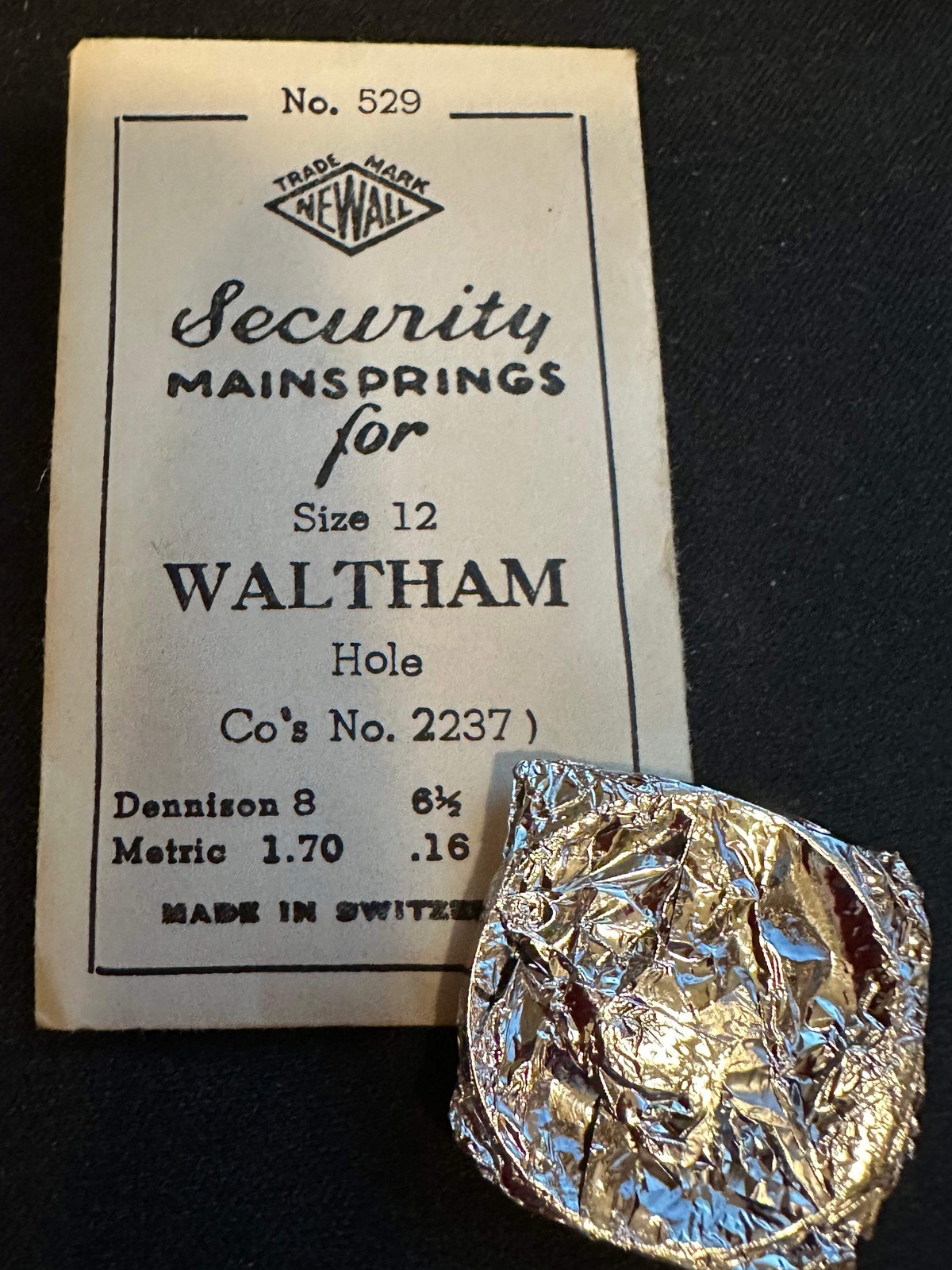 Newall Security Mainspring #529 for Waltham 12s Colonial No. 2237 – Steel