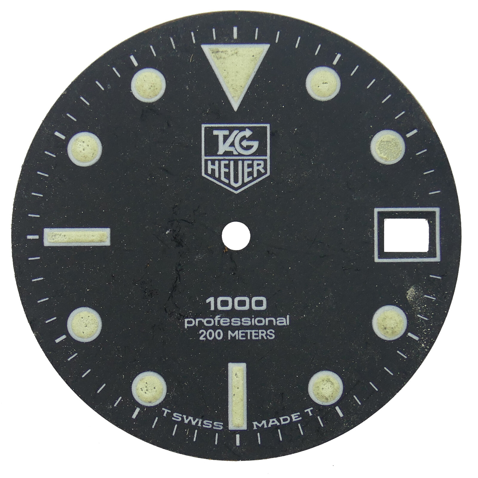 TAG HEUER 1000 PROFESIONAL 200 METERS NO FEET BLACK DIAL FOR PARTS OR REPAIRS