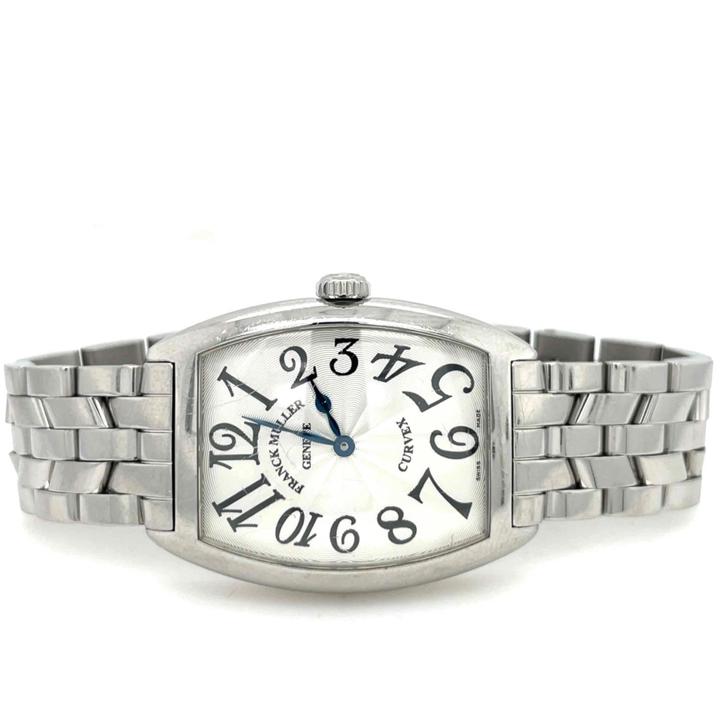 Franck Muller Cintree Curvex Quartz 29mm Stainless Steel Silver Dial Men 7502 QZ