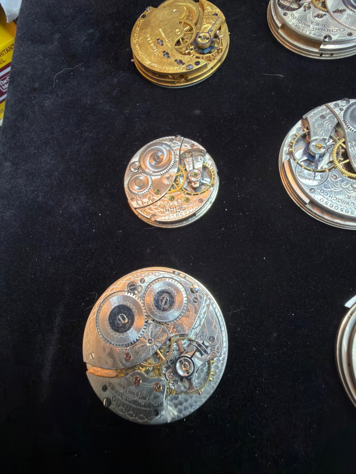 For Projects: Lot of 14, Pocket Watch Movements. Waltham, Elgin, Balances R Free