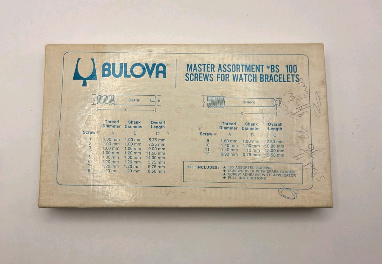 Vintage 1980s Bulova Master Assortment BS100 – Bracelet Screw Kit – Not Complete