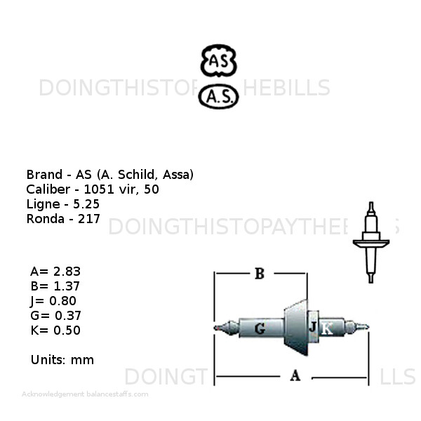 AS (A. Schild, Assa) 1051 vir, 50 – Balance Staff – Ronda 217 – 5.25”’ (BC454)