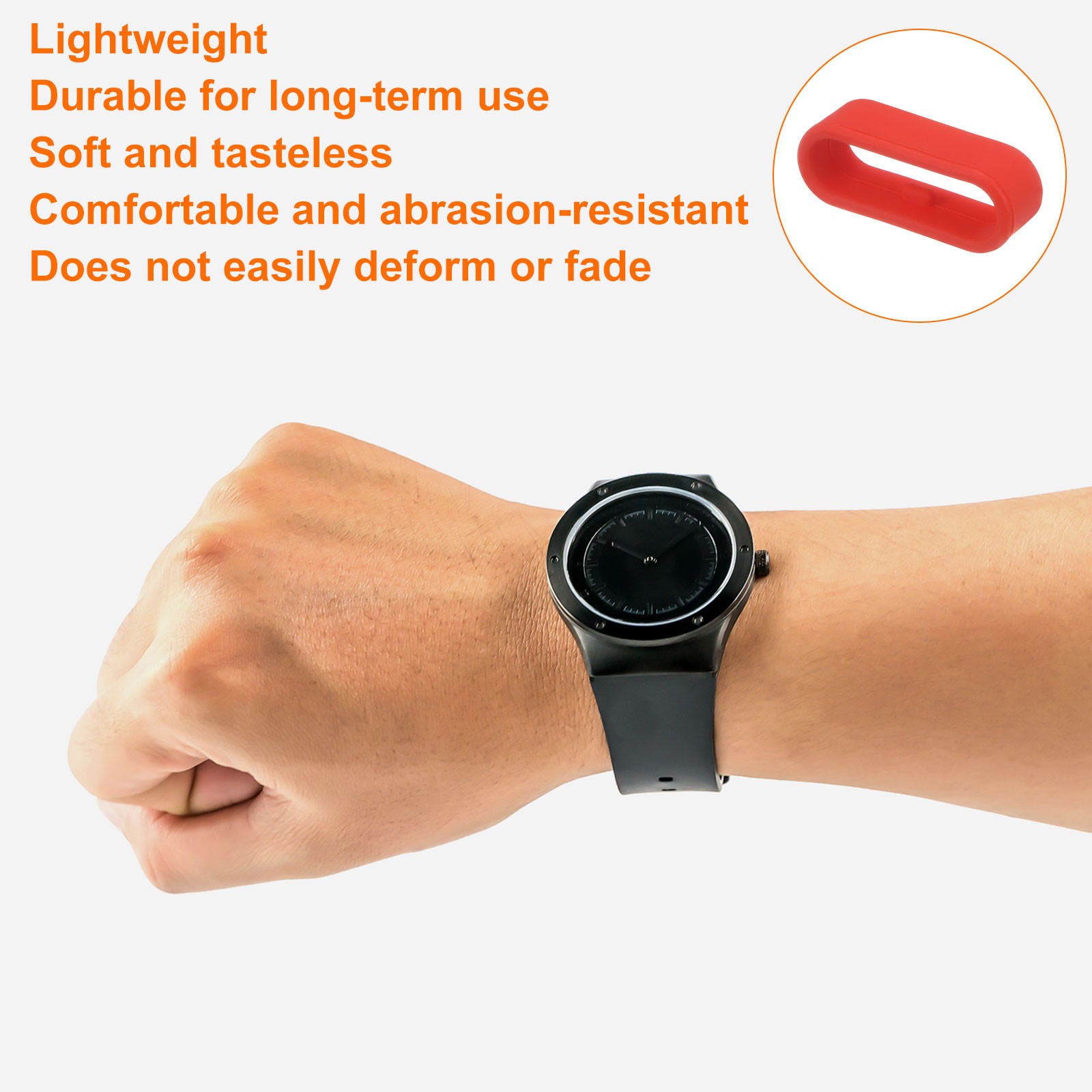 10Pcs Watch Band Strap Loops Silicone Fastener Rings for 22mm Band, Red