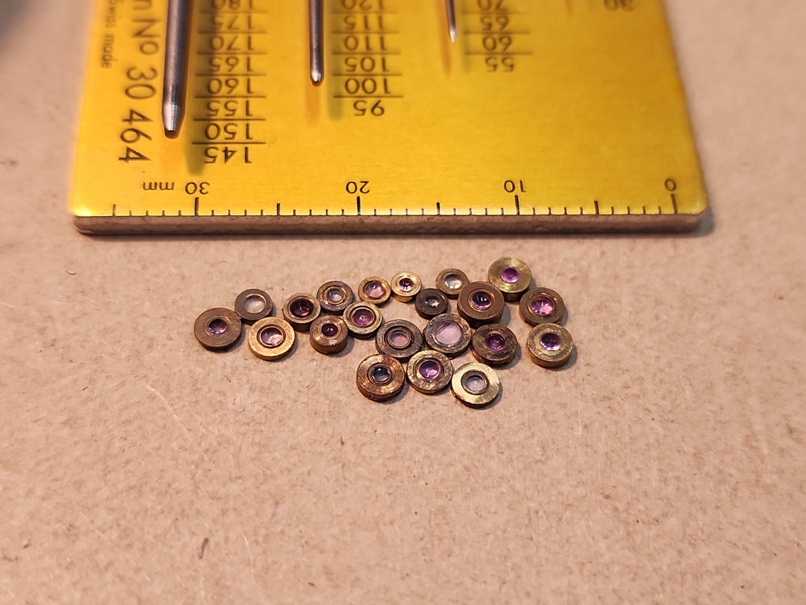 Lot Of 21 Mixed American Pocket Watch Cap Jewels Endstones Parts Spares