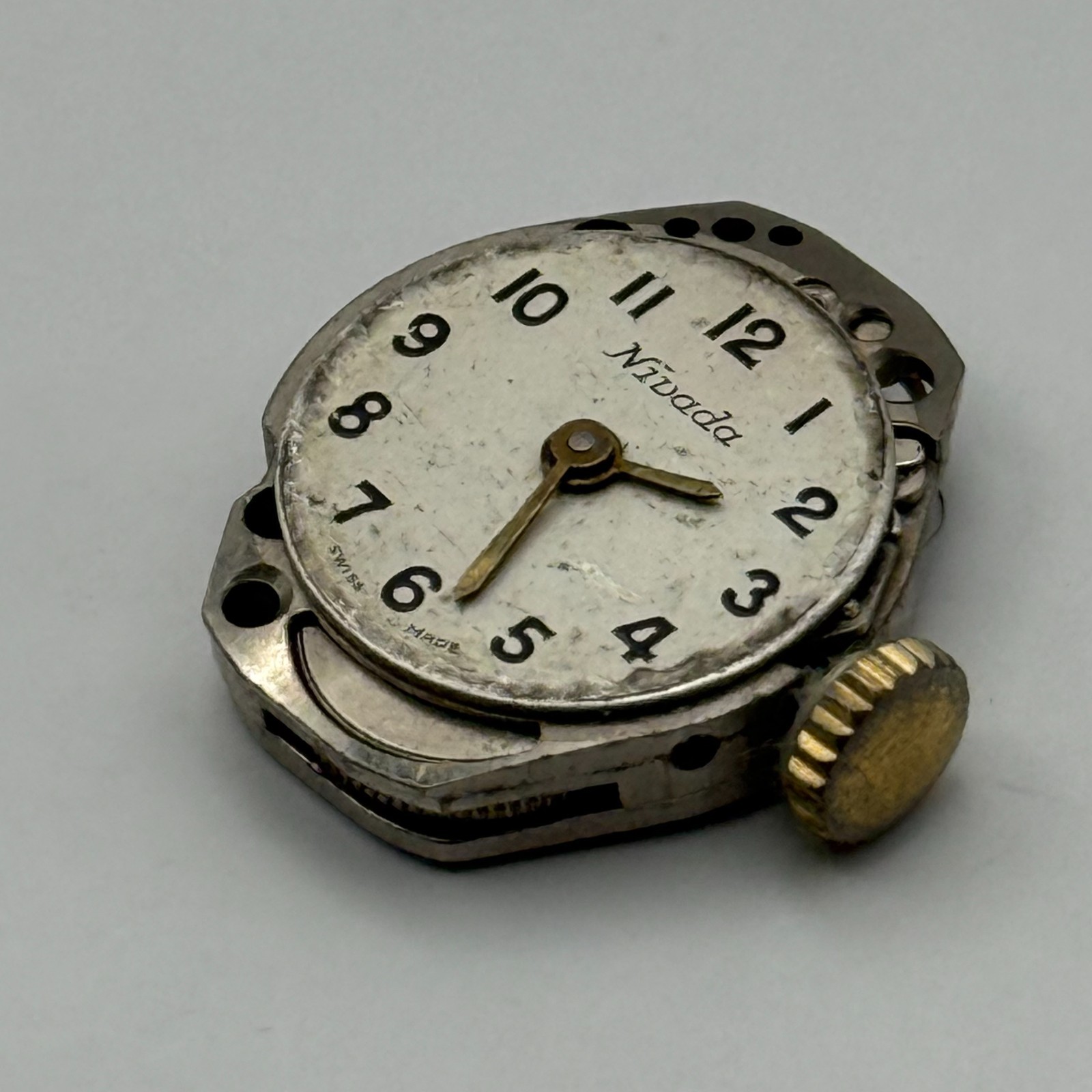 FHF 69-21 Watch Movement Nivada Swiss 17 Jewels Manual Wind Parts Repair 15.3mm